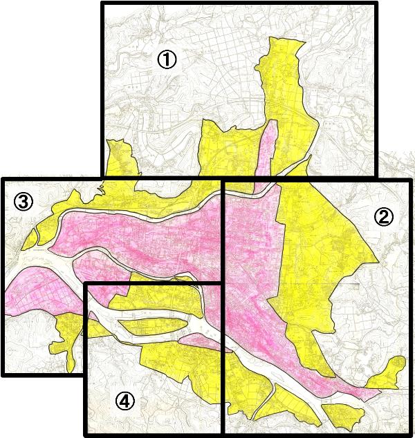 日田市振動規制地域の全体図です。