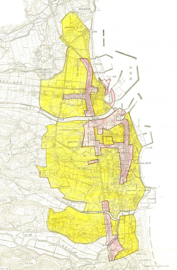 旧国東町の振動規制地域の全体図です。