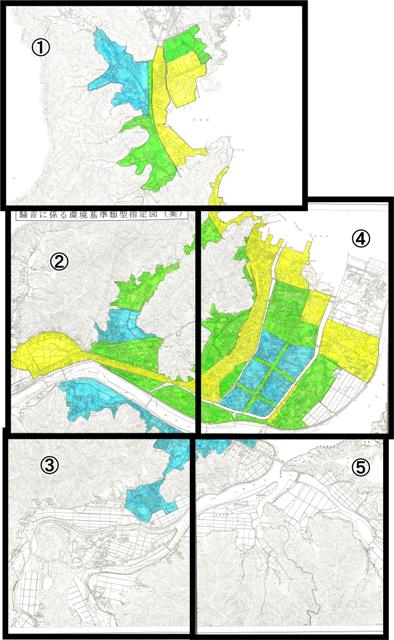 旧佐伯市の騒音環境基準の指定図です