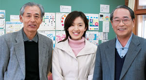 放課後子ども教室のお世話をしている後藤國太さん、小川内潤子さん、籔亀英雄さん