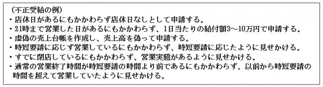 不正受給の例