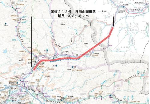 日田山国道路位置図