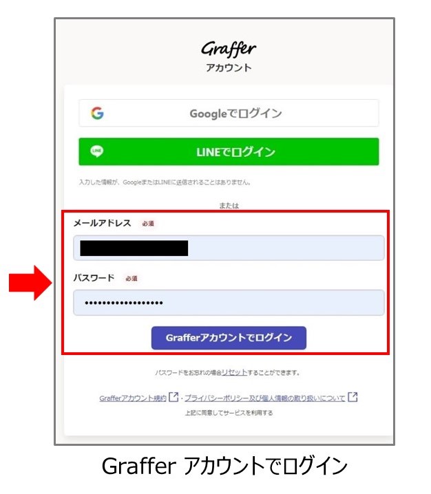Graffer アカウントログイン画面