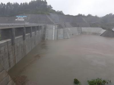 玉来ダム　大分県　試験湛水　R4.9.18ダム位置状況