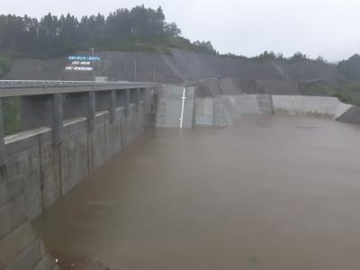 玉来ダム　大分県　試験湛水　R4.9.18ダム位置状況