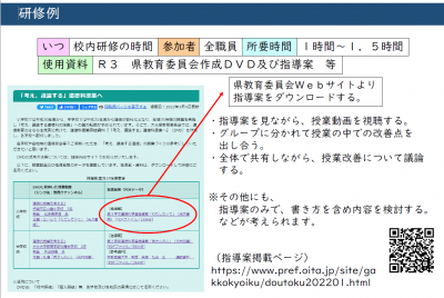 道徳教育及び道徳科授業の研修例