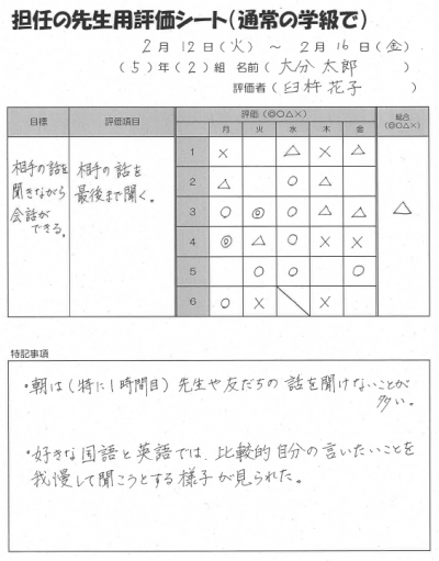 担任用評価シート