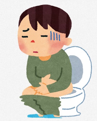 セレウス菌(下痢型)の主症状をイラストにしたものです。