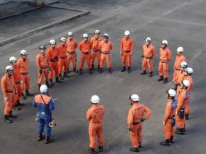 教官による注意事項伝達