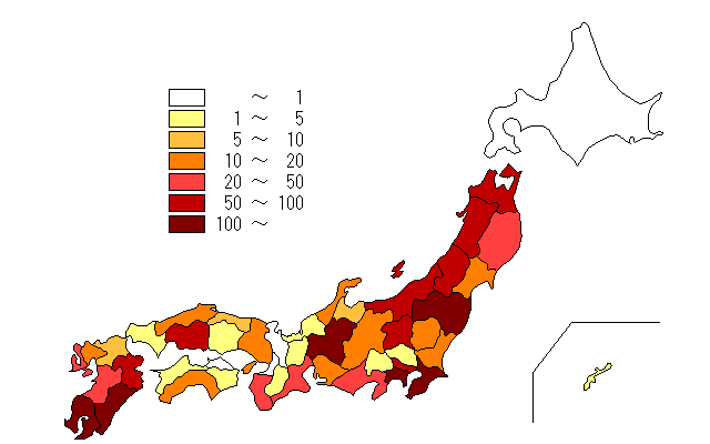 つつが虫病の患者分布状況