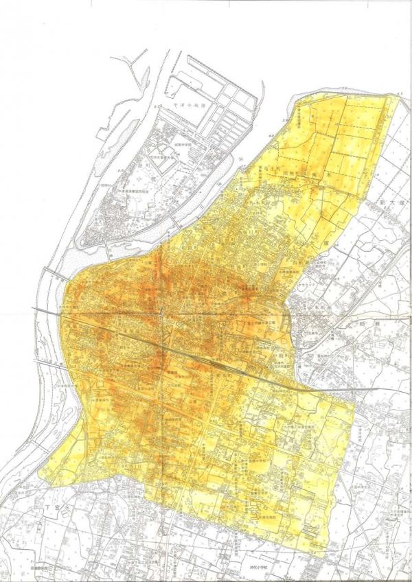中津市の悪臭規制地域の全体図です。