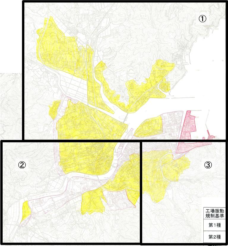 臼杵市振動規制地域の全体図です。