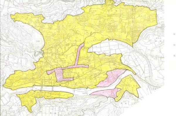 旧挾間町の振動規制地域の全体図です。