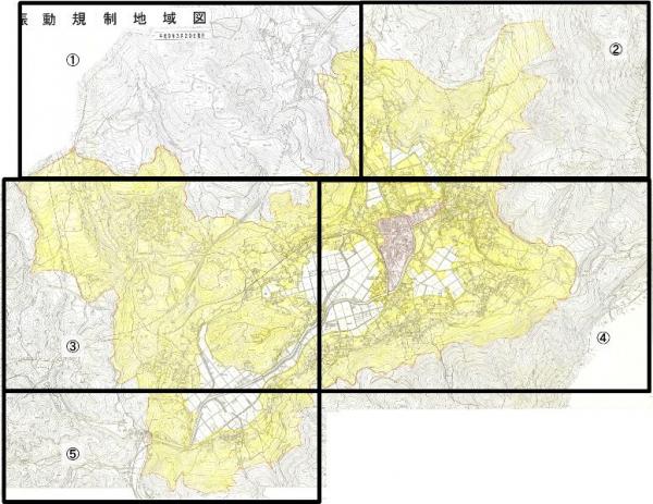 旧湯布院町の振動規制地域の全体図です。