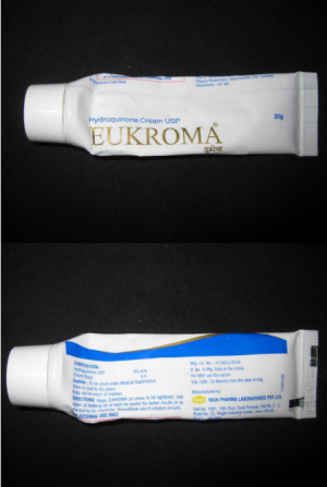 美白を目的としたクリーム剤「EUKROMA Cream」（インド製）