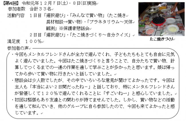 ふれあいキャンプ１回～４回まで