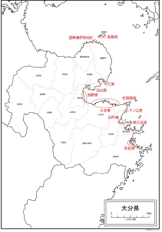 大分県内港湾位置図