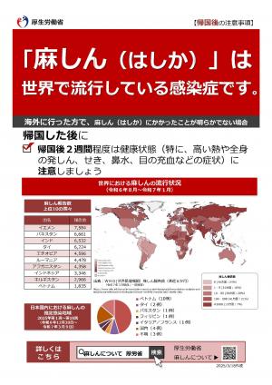 出国後における麻しんの注意喚起