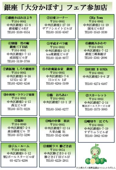 銀座「大分かぼす」メニューフェア裏