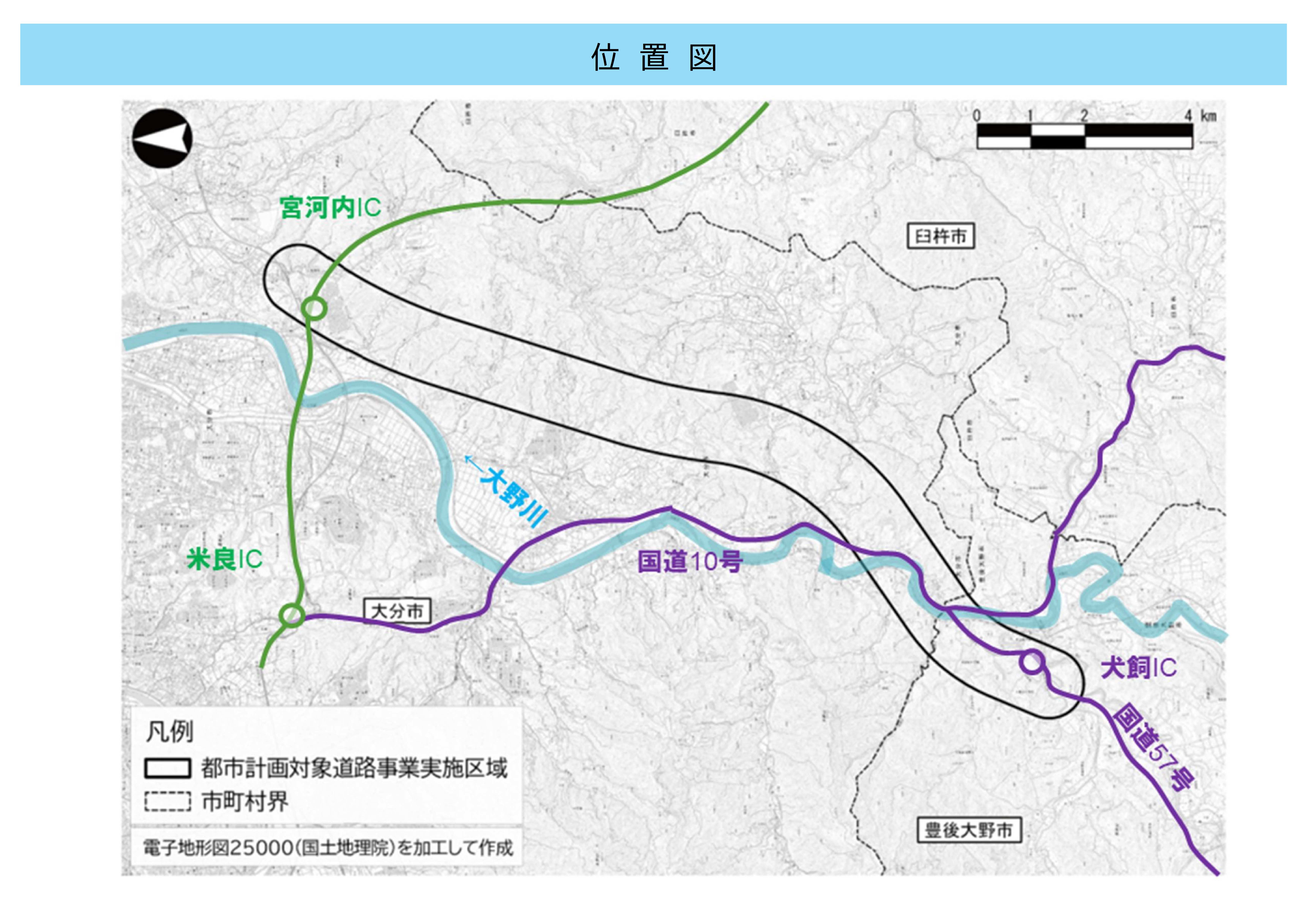中九州横断道路位置図