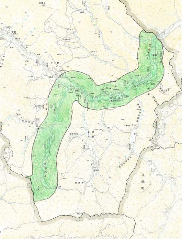 旧山国町の騒音規制地域図です。