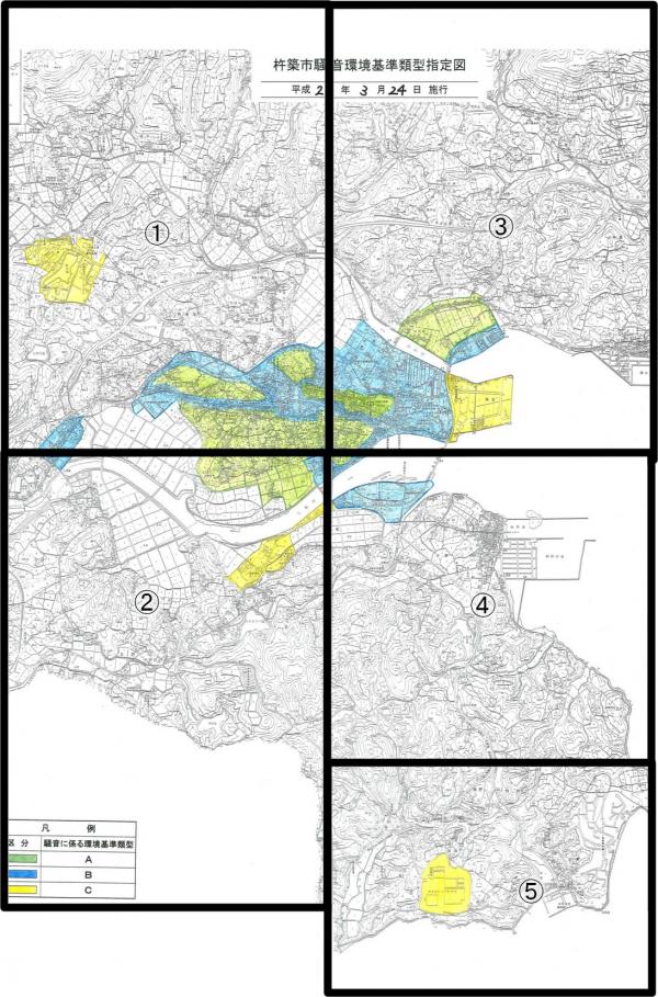 杵築市全体の騒音環境基準の指定図です