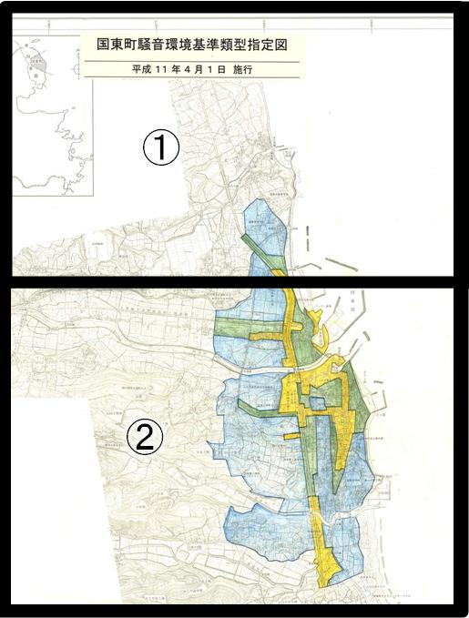 国東市全体の騒音環境基準の指定図です