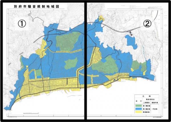 別府市騒音規制地域の全体図です。