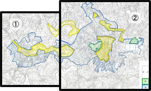 竹田市騒音規制地域の全体図です。