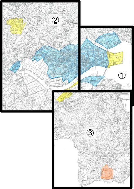 旧杵築市の騒音規制地域図です。